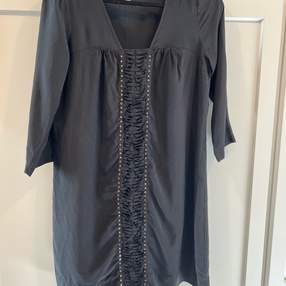 Matty M 100% Silk Lined Dress Studded Rivets Ruching. Size Medium. Black. - Picture 13 of 15